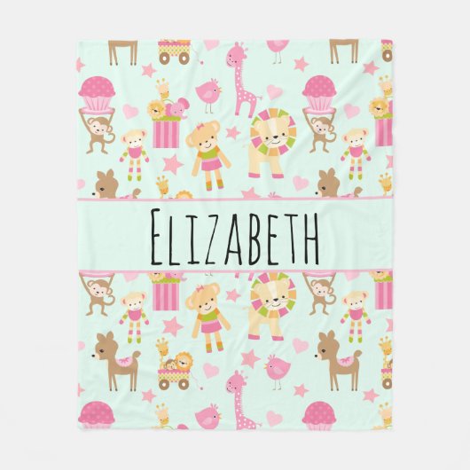 Cute Pattern met Whimsical Animals & Toys Fleece Deken (Voorkant)