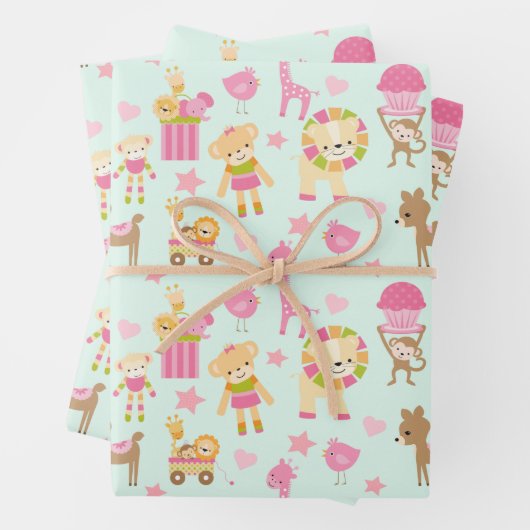 Cute Pattern met Whimsical Animals & Toys Inpakpapier Vel (In situ)