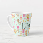 Cute Pattern met Whimsical Animals & Toys Latte Mok (Linkerhoek)