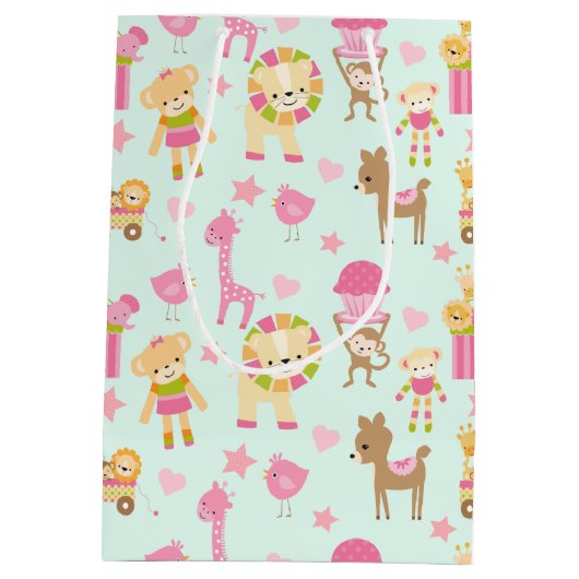 Cute Pattern met Whimsical Animals & Toys Medium Cadeauzakje (Achterkant)