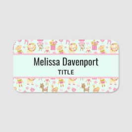 Cute Pattern met Whimsical Animals & Toys Naamplaatje