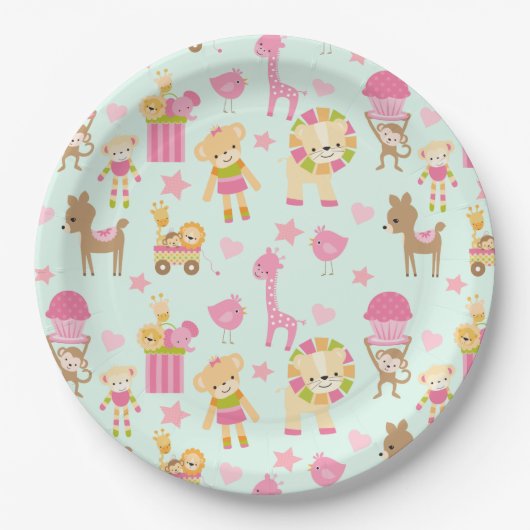 Cute Pattern met Whimsical Animals & Toys Papieren Bordje (Voorkant)