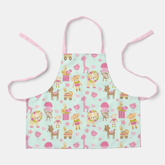 Cute Pattern met Whimsical Animals & Toys Schort (Voorkant)