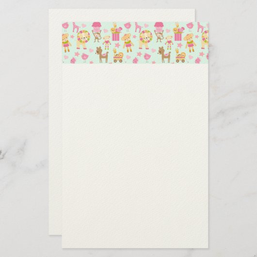 Cute Pattern met Whimsical Animals & Toys Station Briefpapier (Voorkant / Achterkant)