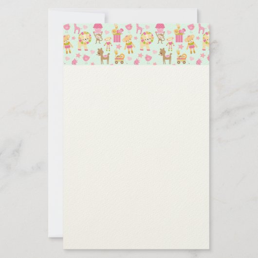 Cute Pattern met Whimsical Animals & Toys Station Briefpapier (Voorkant)