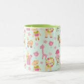 Cute Pattern met Whimsical Animals & Toys Tweekleurige Koffiemok (Center)