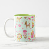 Cute Pattern met Whimsical Animals & Toys Tweekleurige Koffiemok (Links)