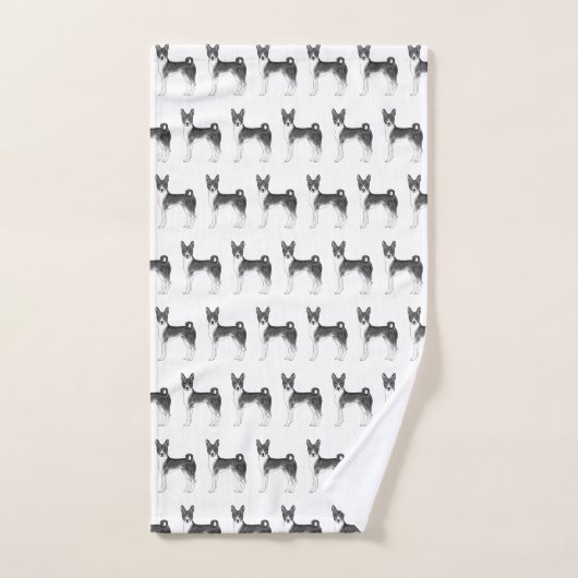 Cute Pattern of a Basenji Dog in Black and White Bad Handdoek (Handdoek)