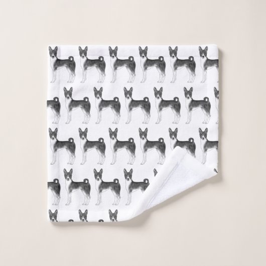 Cute Pattern of a Basenji Dog in Black and White Bad Handdoek (Wasdoekje)