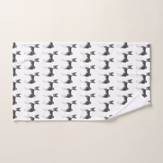 Cute Pattern of a Basenji Dog in Black and White Bad Handdoek (Handdoek)