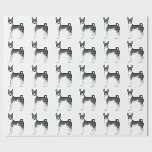 Cute Pattern of a Basenji Dog in Black and White Cadeaupapier (Vlak)