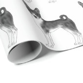 Cute Pattern of a Basenji Dog in Black and White Cadeaupapier (Rol Hoek)