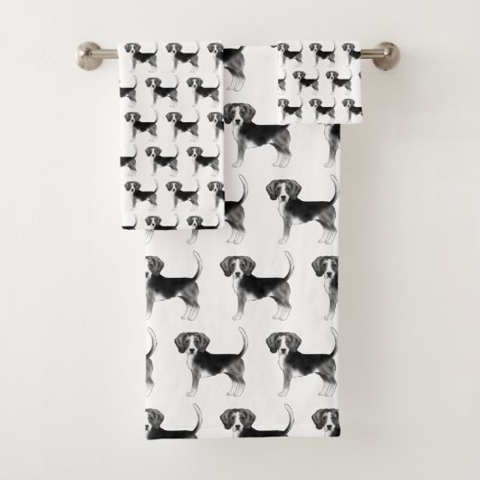 Cute Pattern of a beagle Dog in Black and White Bad Handdoek (Insitu)