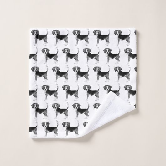 Cute Pattern of a beagle Dog in Black and White Bad Handdoek (Wasdoekje)