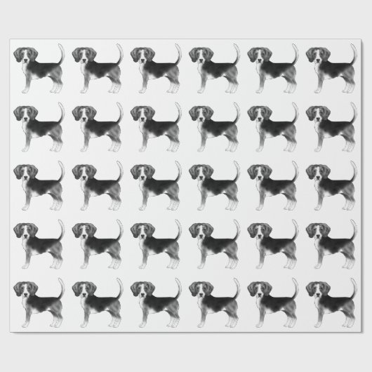 Cute Pattern of a beagle Dog in Black and White Cadeaupapier (Vlak)