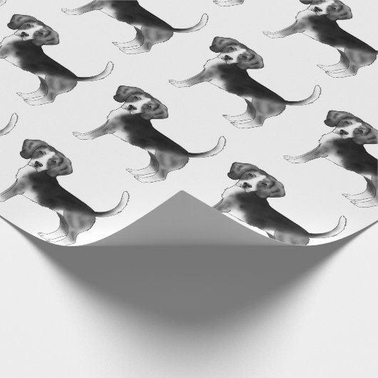 Cute Pattern of a beagle Dog in Black and White Cadeaupapier (Hoek)