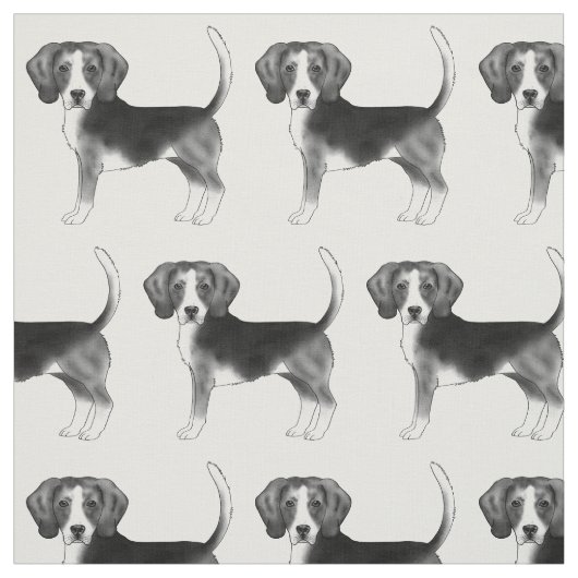 Cute Pattern of a beagle Dog in Black and White Stof (Swatch)