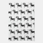 Cute Pattern of a beagle Dog in Black and White Theedoek (Verticaal)