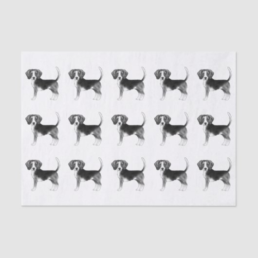 Cute Pattern of a beagle Dog in Black and White Tissuepapier (Voorkant)