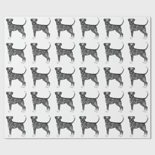 Cute Pattern of a boxer Dog in Black and White Cadeaupapier (Vlak)