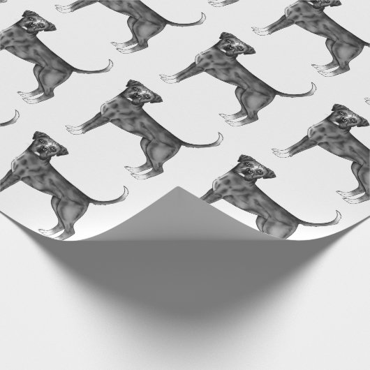 Cute Pattern of a boxer Dog in Black and White Cadeaupapier (Hoek)