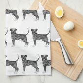 Cute Pattern of a boxer Dog in Black and White Theedoek (Quarter Fold)