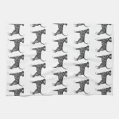 Cute Pattern of a boxer Dog in Black and White Theedoek (Horizontaal)