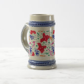 Cute pattern of birds and flowers bierpul (Voorkant links)