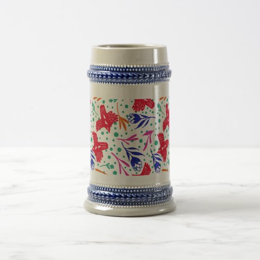 Cute pattern of birds and flowers bierpul (Center)