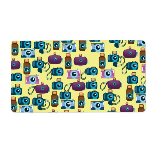 Cute Pattern of Cameras Etiket (Voorkant)