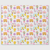 Cute Pattern roze Circus Carnival Characters Cadeaupapier (Vlak)