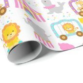 Cute Pattern roze Circus Carnival Characters Cadeaupapier (Rol Hoek)
