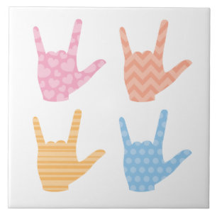 Cute Pattern Sign Language I Love You Sigour Decor Tegeltje