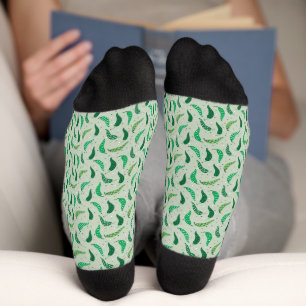 Cute Patterned Chili Peppers on Green Socks Sokken