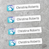 Cute paw drukt aqua waterverf kleding labels af