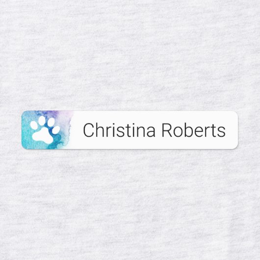 Cute paw drukt aqua waterverf kleding labels af (Design 1)