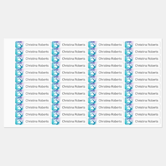 Cute paw drukt aqua waterverf kleding labels af (Vel)
