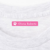 Cute paw drukt op aangepaste naam roze kleding labels (Aangebracht)