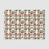 Cute Paw Drukt rood groen gepatterd Tissuepapier (Voorkant)