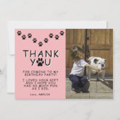 Cute Paw Drukt Roze Birthday Dank je wel Kaart (Voorkant)