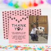 Cute Paw Drukt Roze Birthday Dank je wel Kaart