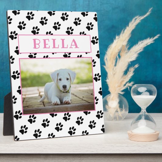 Cute Paw Drukt Roze Keepomwille Pet Dog Photo Fotoplaat (Zijkant)