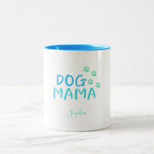 Cute Paw en Dog MAMA Typografie Tweekleurige Koffiemok