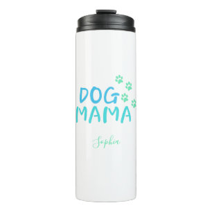 Cute Paw en Dog MAMA Typografie Two-Tone Coffee Thermosbeker