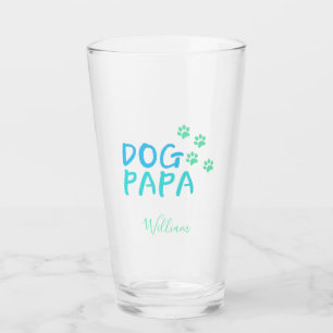 Cute Paw en Dog PAPA Typografie Glass Glas