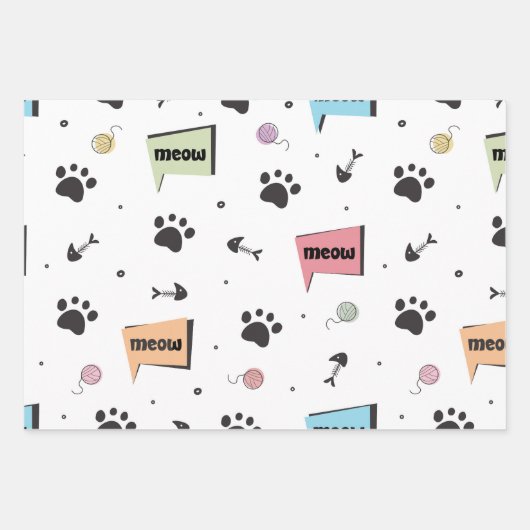 Cute Paw Pattern Inpakpapier Vel (Voorkant)