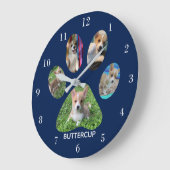 Cute Paw Print 5 Photo Dog Blue Grote Klok (Hoek)