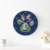 Cute Paw Print 5 Photo Dog Blue Grote Klok (Huis)