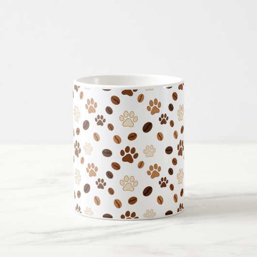 Cute Paw Print and Coffee Bean Pattern Mug Koffiemok (Center)