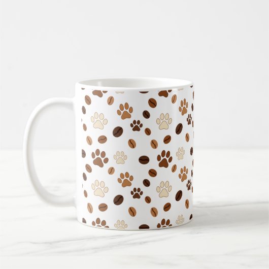 Cute Paw Print and Coffee Bean Pattern Mug Koffiemok (Links)